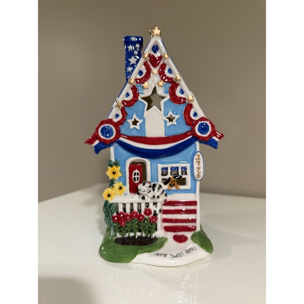Blue Sky Clayworks HOME SWEET HOME Gold Trim & Dachshund July Patriotic 2026 NEW